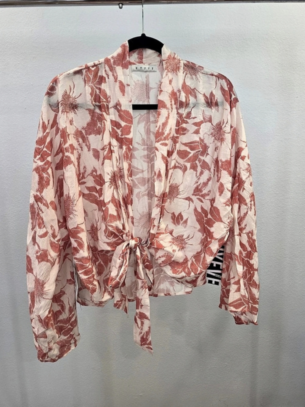 HYFVE Floral Tie-Front Blouse in Coral & White
